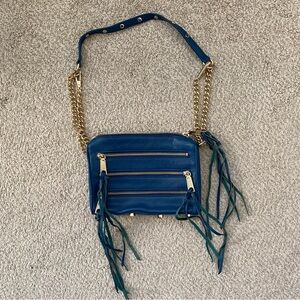 Rebecca Minkoff Blue Crossbody Bag with Gold Accents